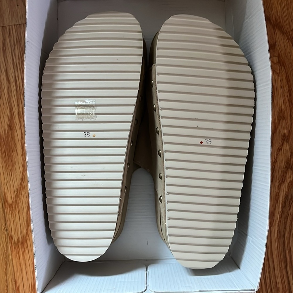 Free People x Intentionally Blank Rule Breaker Flatform Taupe Sandals Sz 7.5 NIB - Picture 7 of 11